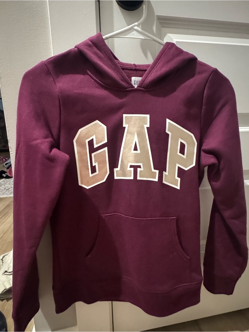 GAP Kids Plum Hooded Sweatshirt with Beige Logo